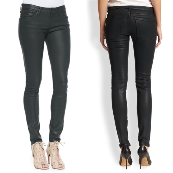 mid rise coated jeans